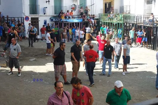 celebration with bulls in a village near Valencia in Spain