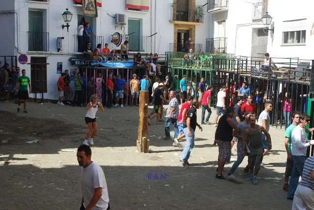 celebration with bulls in a village near Valencia in Spain
