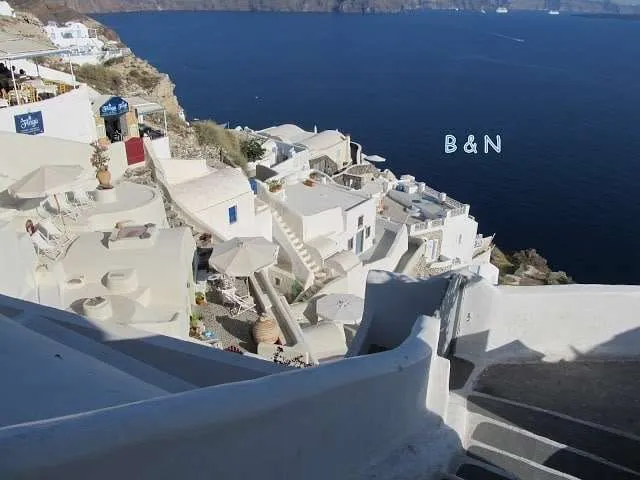enjoying the white houses of Santorini in Greece