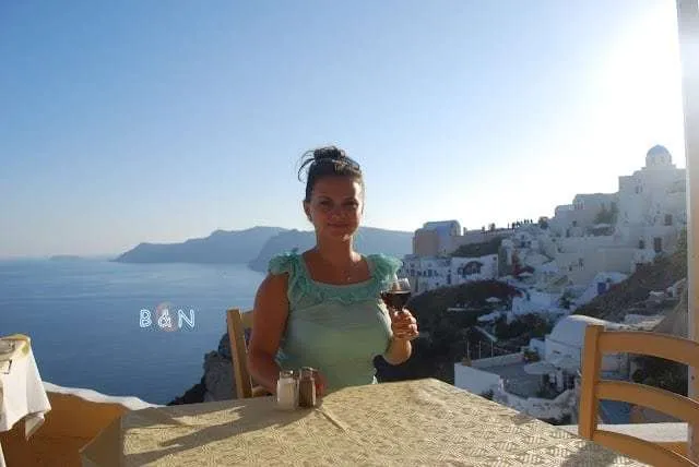 enjoying the white houses of Santorini in Greece