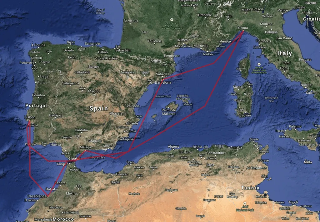 itinerary from our cruise trip on MSC Poesia