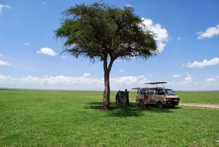 picnic, safari and village in Maasai Mara National Reserve in Kenya