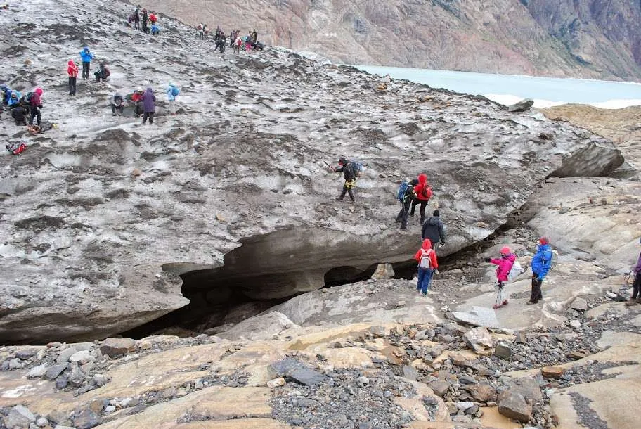 ice trekking on Viedma Glacier in Argentinean Patagonia