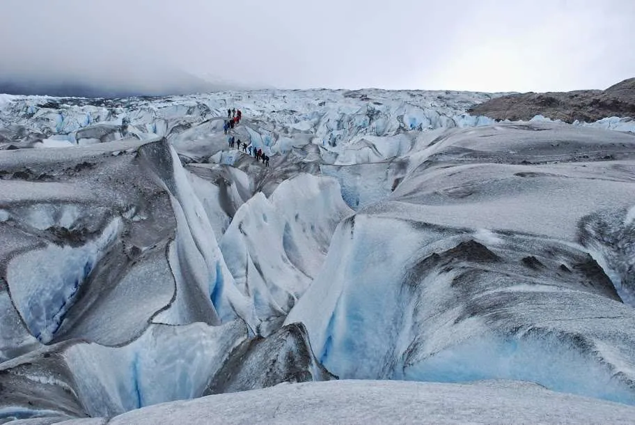 ice trekking on Viedma Glacier in Argentinean Patagonia