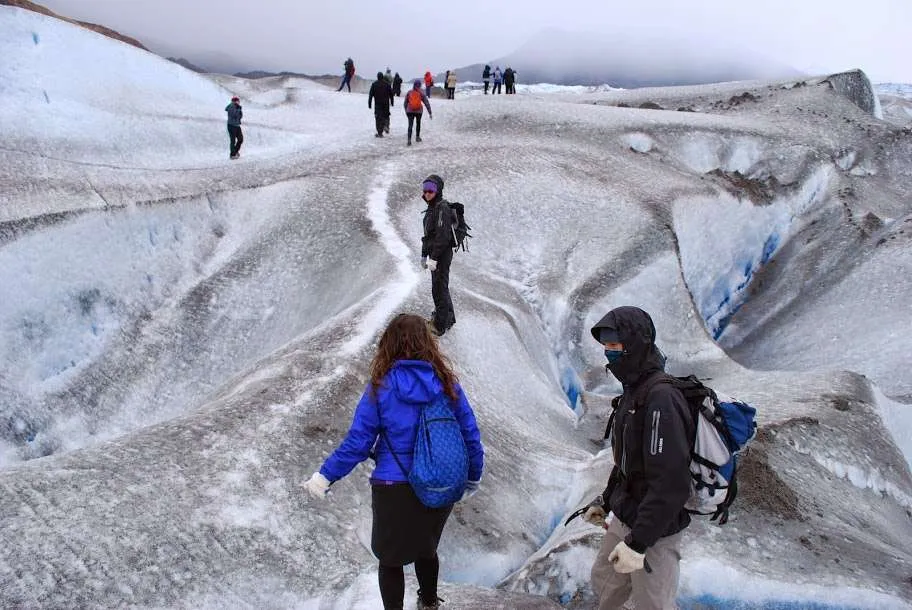 ice trekking on Viedma Glacier in Argentinean Patagonia