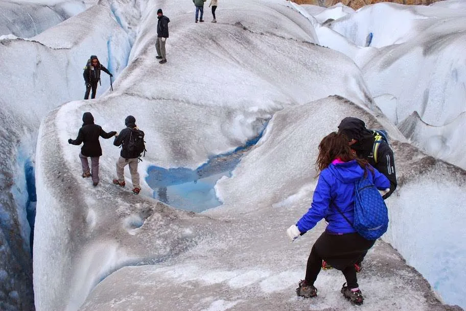 ice trekking on Viedma Glacier in Argentinean Patagonia