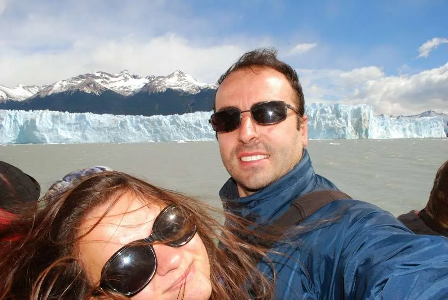 walking and falling on ice on the Perito Moreno Glacier in Argentina