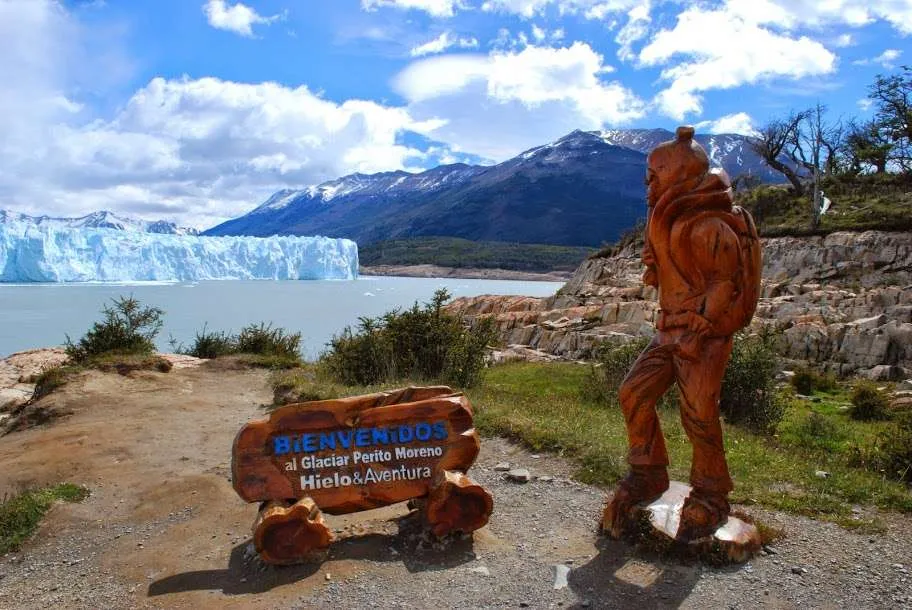 walking and falling on ice on the Perito Moreno Glacier in Argentina