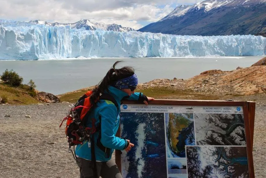 walking and falling on ice on the Perito Moreno Glacier in Argentina