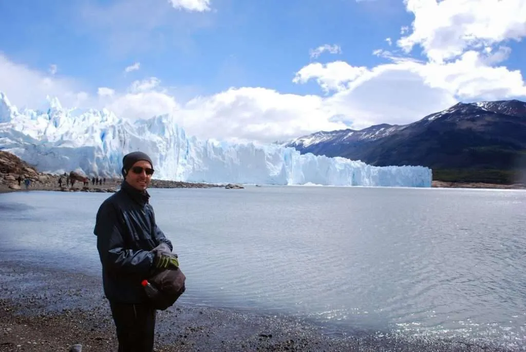 walking and falling on ice on the Perito Moreno Glacier in Argentina
