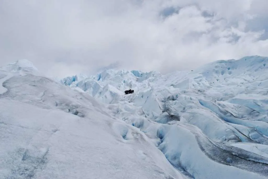 walking and falling on ice on the Perito Moreno Glacier in Argentina