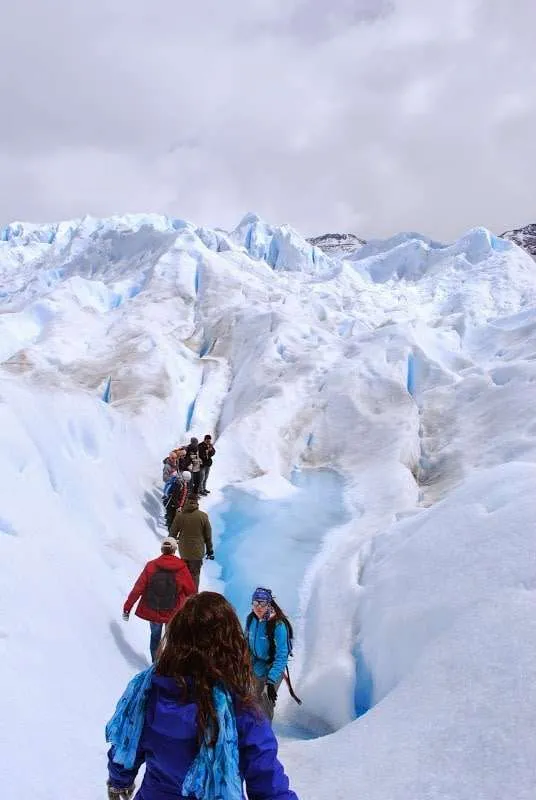 walking and falling on ice on the Perito Moreno Glacier in Argentina