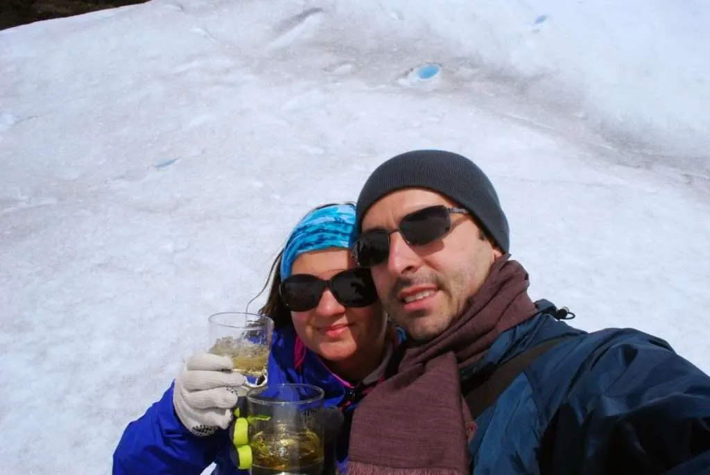 walking and falling on ice on the Perito Moreno Glacier in Argentina