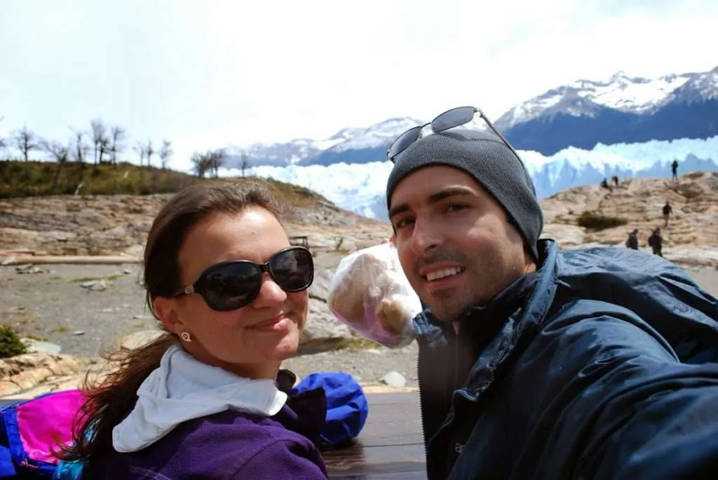 walking and falling on ice on the Perito Moreno Glacier in Argentina