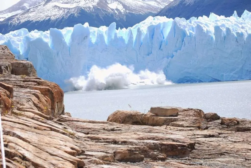 walking and falling on ice on the Perito Moreno Glacier in Argentina