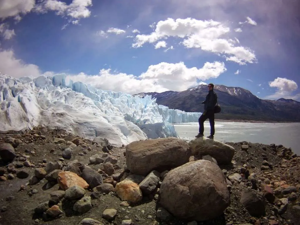 walking and falling on ice on the Perito Moreno Glacier in Argentina