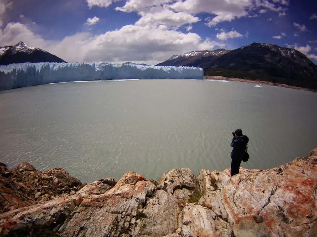 walking and falling on ice on the Perito Moreno Glacier in Argentina