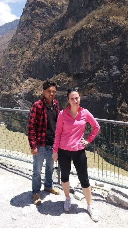 Junji and Marti at Tiger Leaping Gorge, China