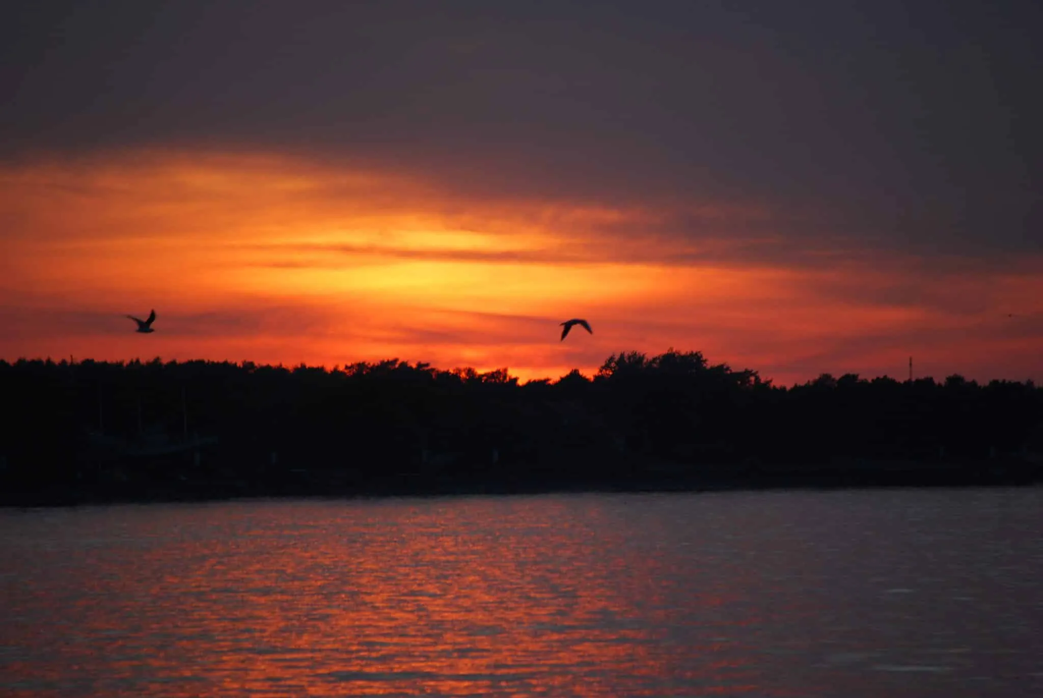 Sunset from the Old Port towards the Curonian Spit in Klaipeda in Lithuania