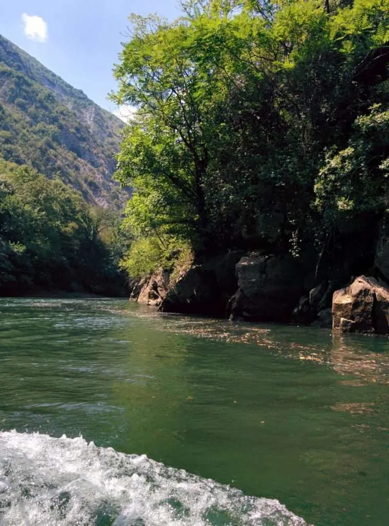 traveling on Treska River in Matka Canyon in Macedonia