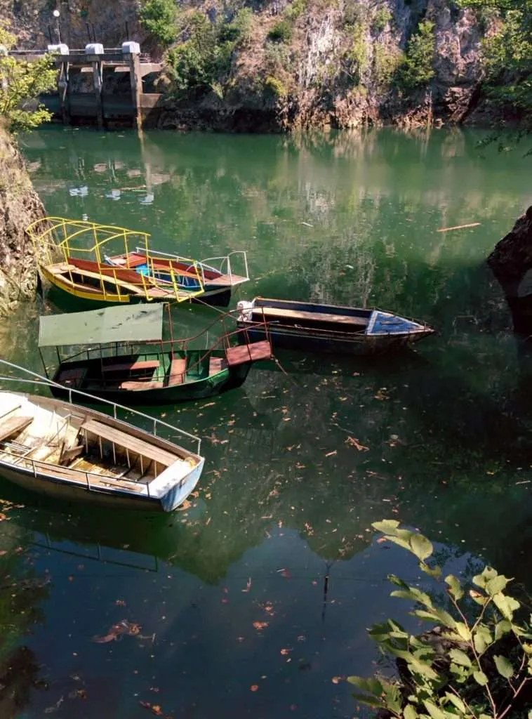traveling on Treska River in Matka Canyon in Macedonia
