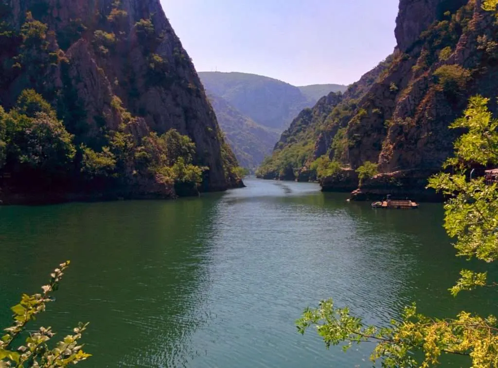 traveling on Treska River in Matka Canyon in Macedonia