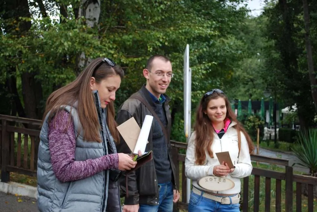 the start of the treasure hunt in Rila Park, near Dupnitsa in Bulgaria