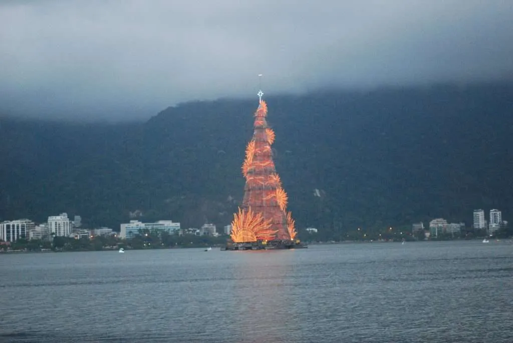 colorful and illuminated Christmas tree in Rio de Janeiro, Brazil