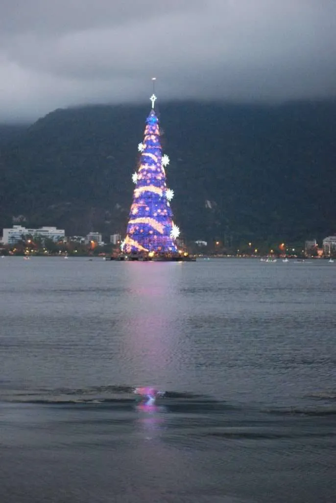 colorful and illuminated Christmas tree in Rio de Janeiro, Brazil