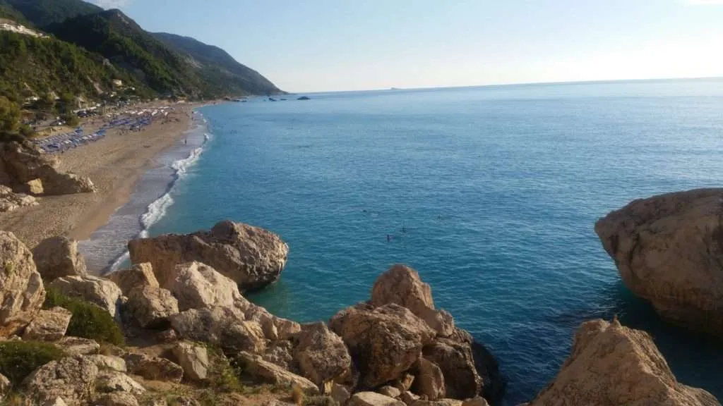 Greece, Lefkada, Kathism and Megali Petra, Egremni beach