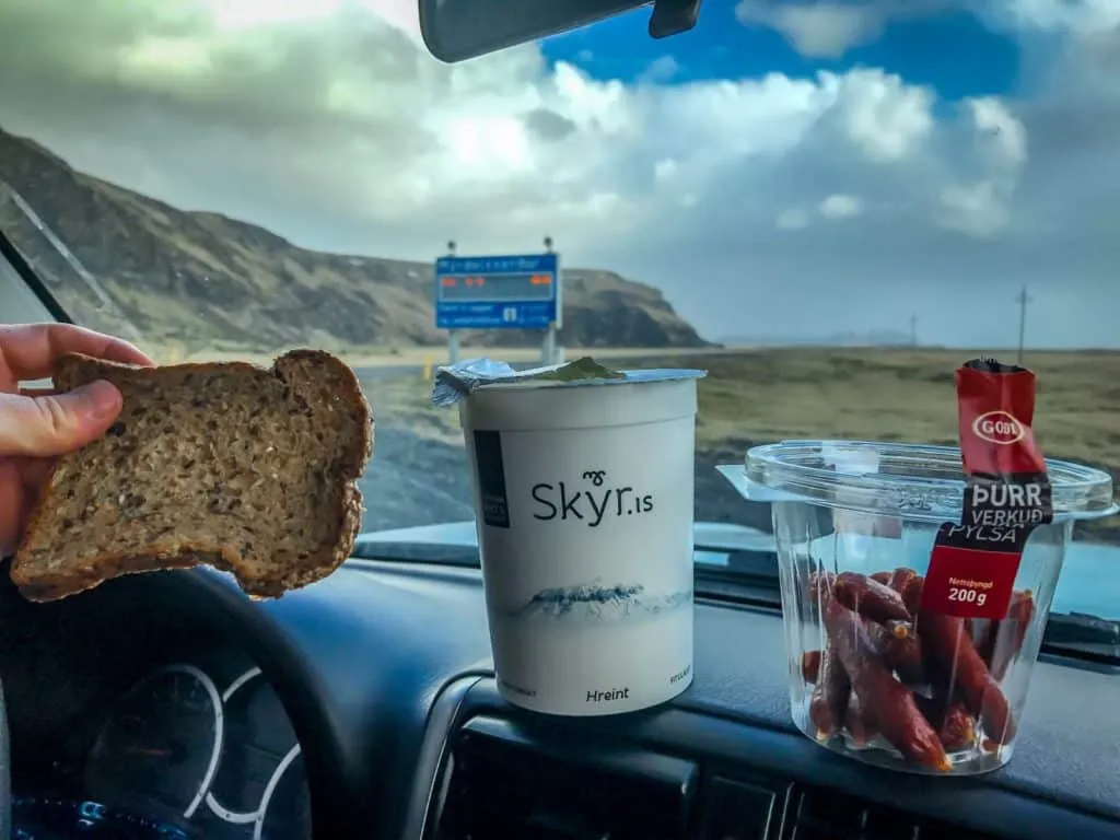 Iceland, road trip, places to visit, guide, lunch in the car