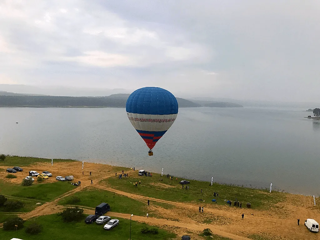 Hot air balloon over Rose Valley, Bulgaria
