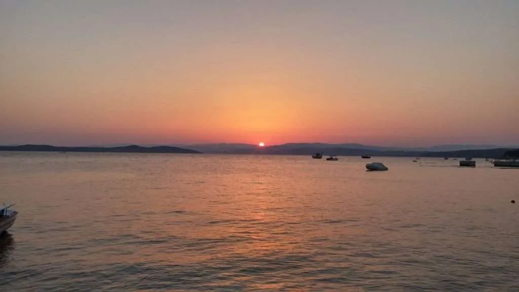Sunset over Sithonia, seen from Athos