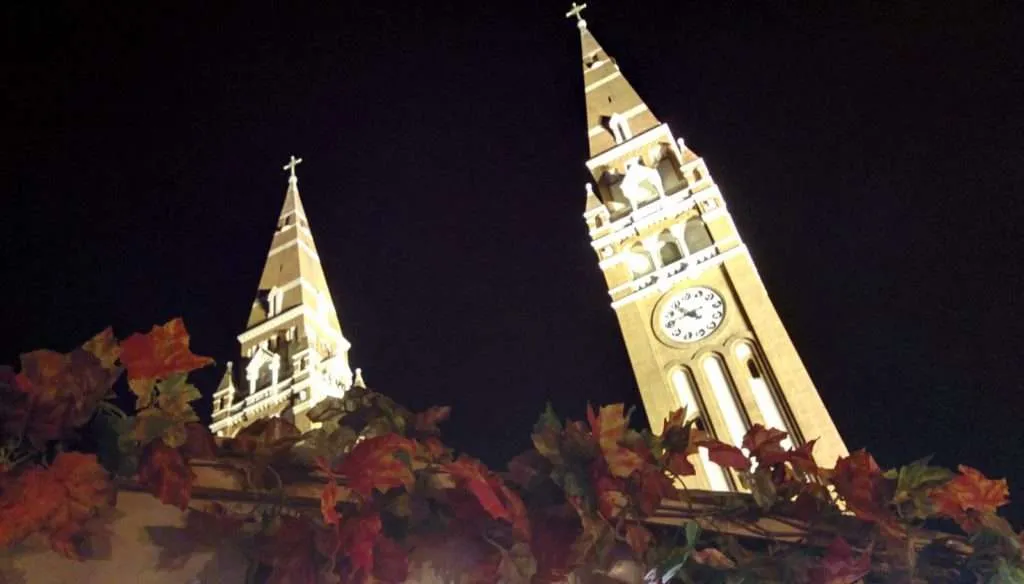 Hugary Szeged the votive Church wine festival perspective
