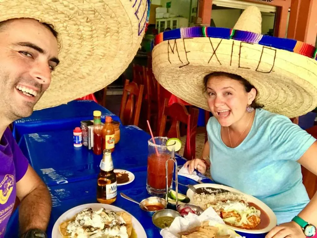 Travelers having lunch at the Mercado 28 in Mexico Cancun