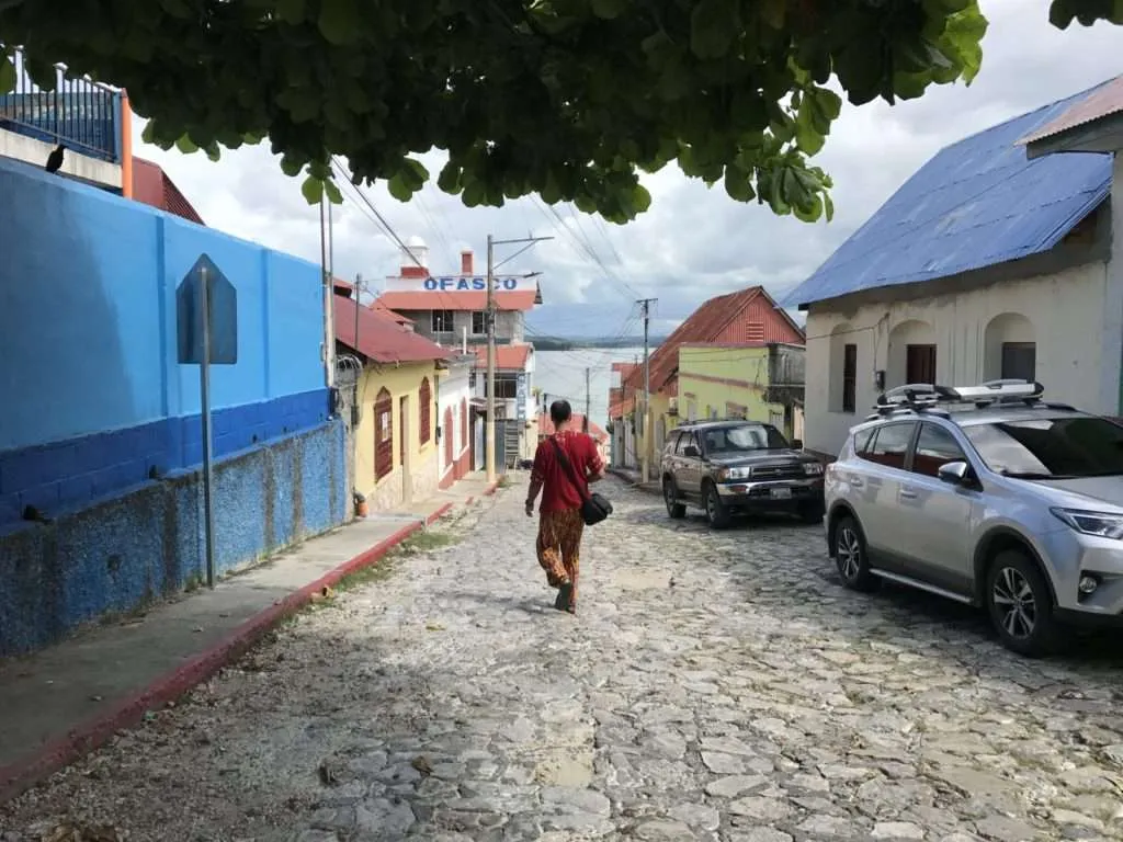 Walking in the tiny streets of Flores, Guatemala