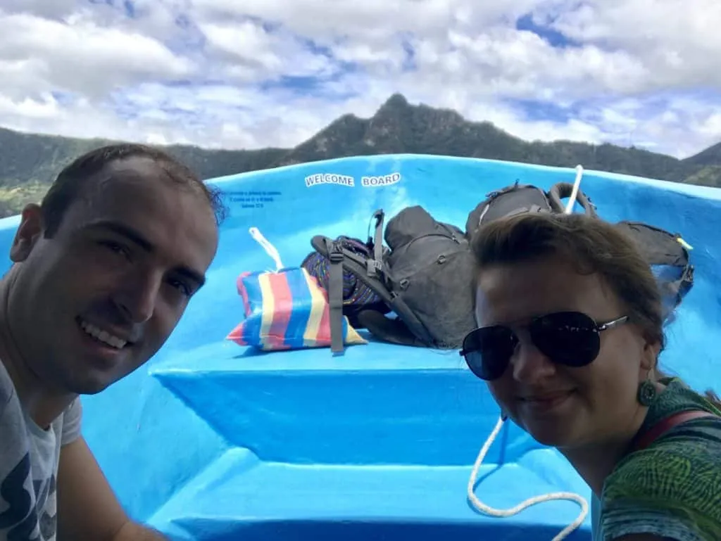 Taking a boat ride in the lake Atitlan in Guatemala