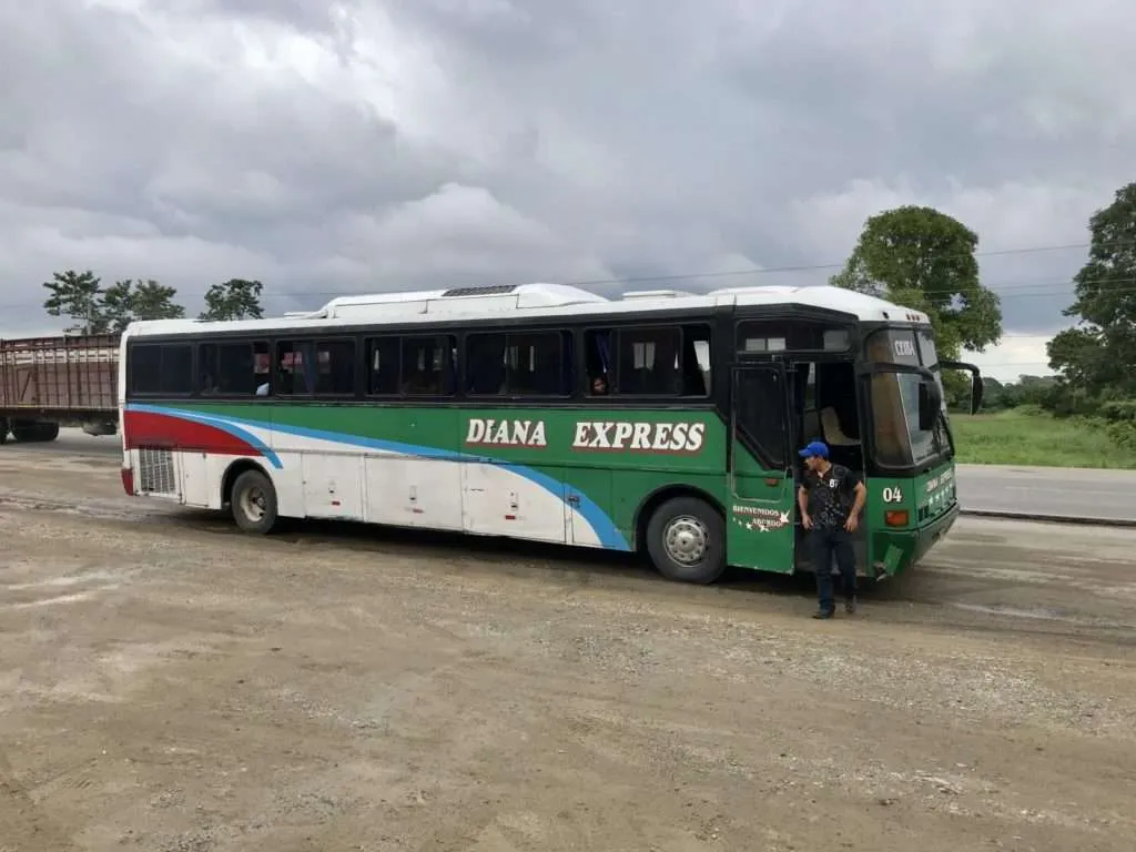 The bus from San Pedro Sula to La Ceiba in Honduras