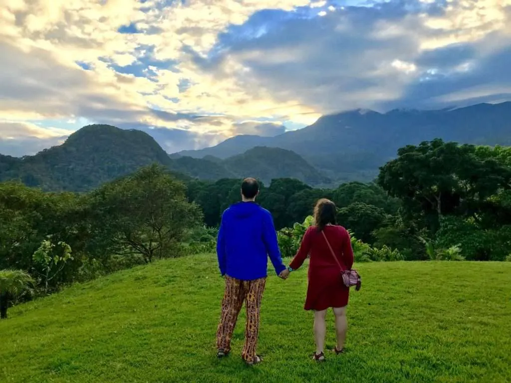 The great view towards the mountains from the cacao plantation in Honduras
