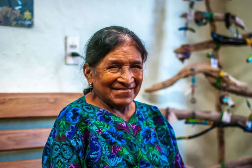 An old lady with sincere smile greeted us when leaving the Butterfly park in Monteverde National Park Costa Rica