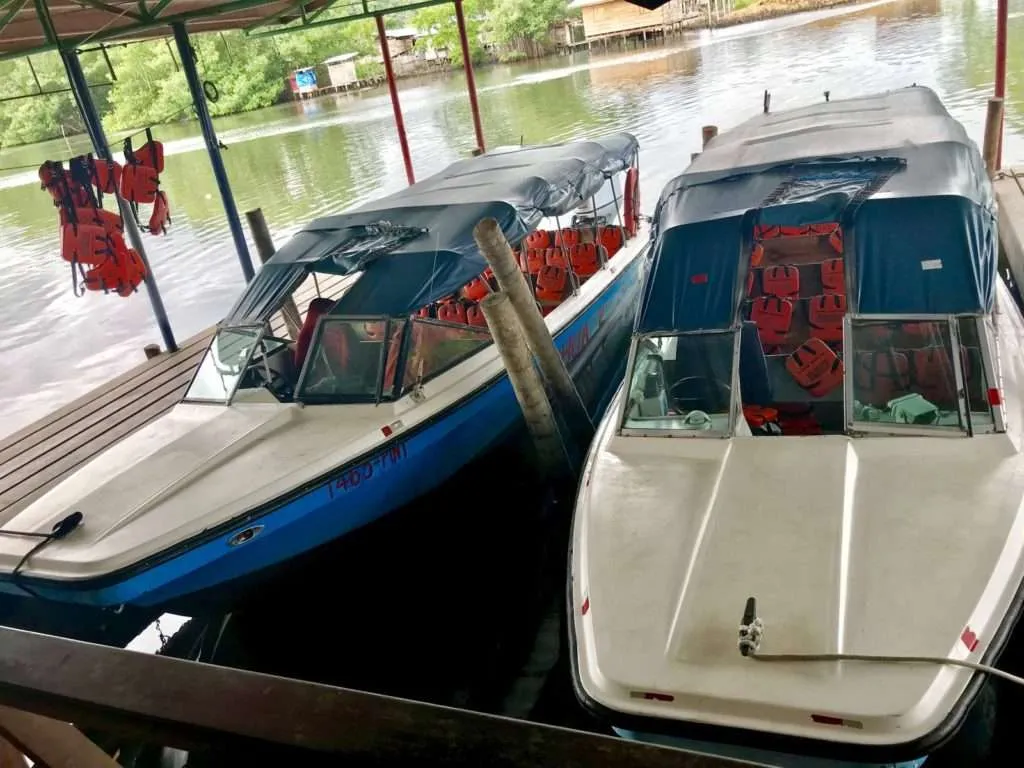 The small boats that ride from Almirante to Bocas del Toro in Panama