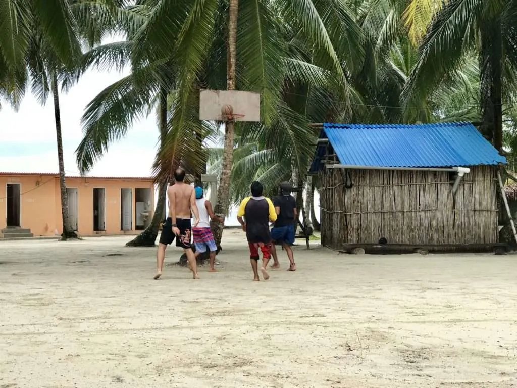 Playing basketball with the Gun Yala people in San Blas, Panama