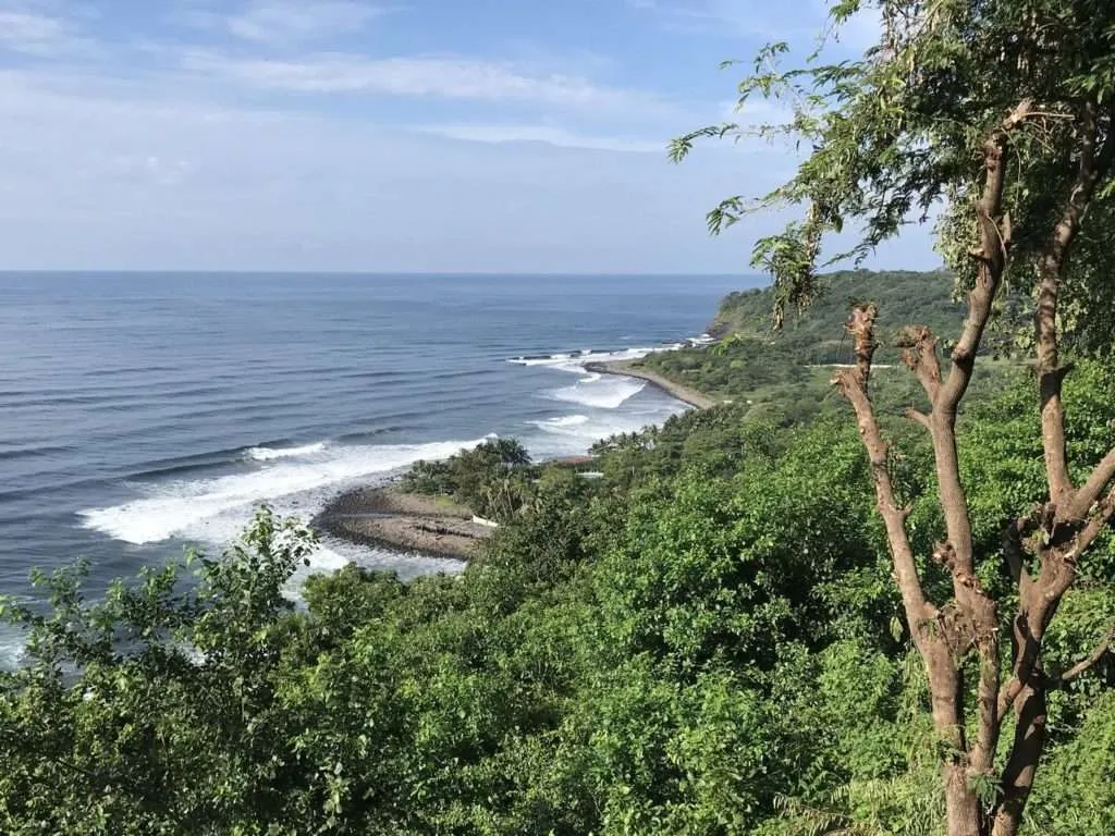 View towards the Pacific ocean north from El Tunco, El Salvador