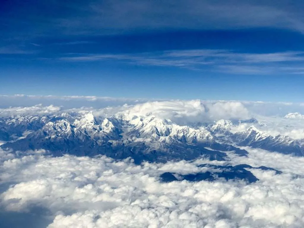 On a flight between Nepal and Bhutan, Kathmadu to Paro, Himalayas and Mount Everest