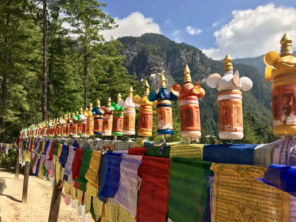 Bhutan - people, country, culture, prayer flags Tiger's Nest
