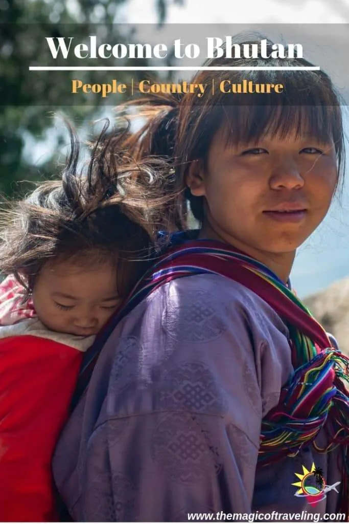 Welcome to Bhutan - people, country, culture, mother in kira carrying her child