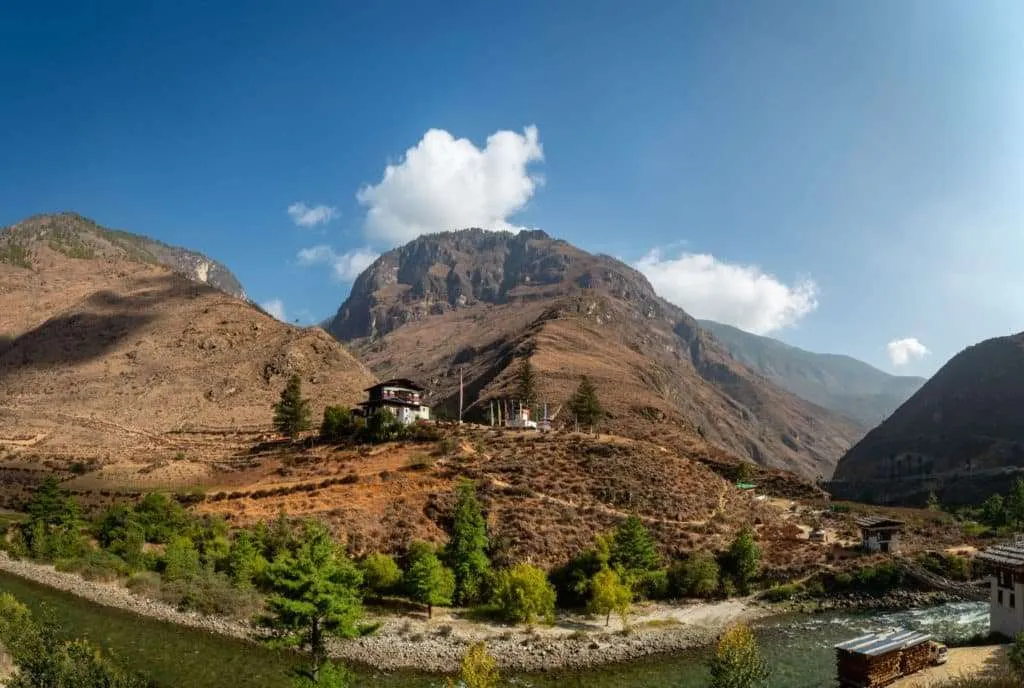 Bhutan - people, country, culture, panorama of monastery in the Biddhist Kingdom