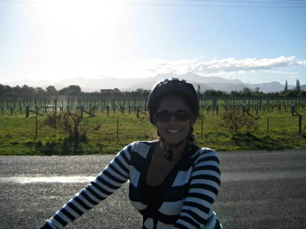 Wine tourism: best countries to taste wine: Marlborough, New Zealand, Catherine on a bike