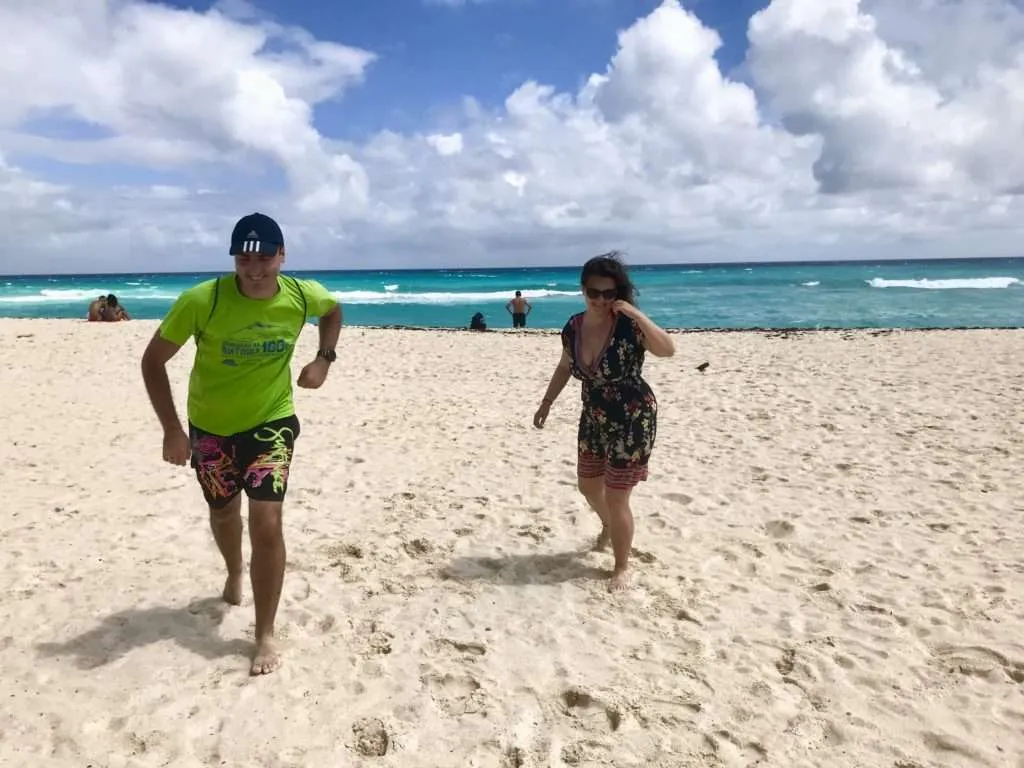 Couple travel quotes, one the beach in Cancun