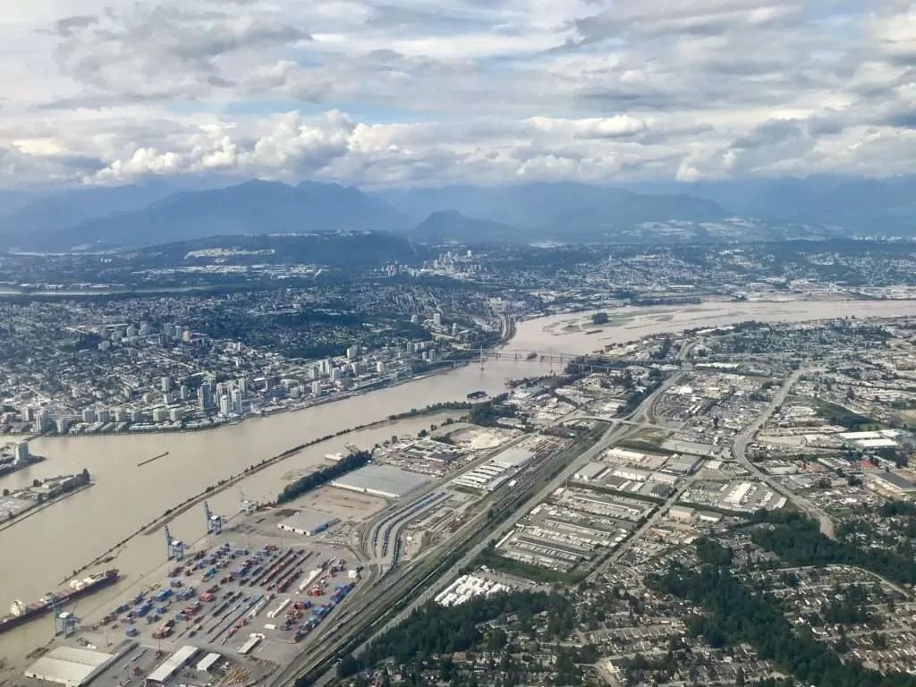 Flying over Vancouver, Canada